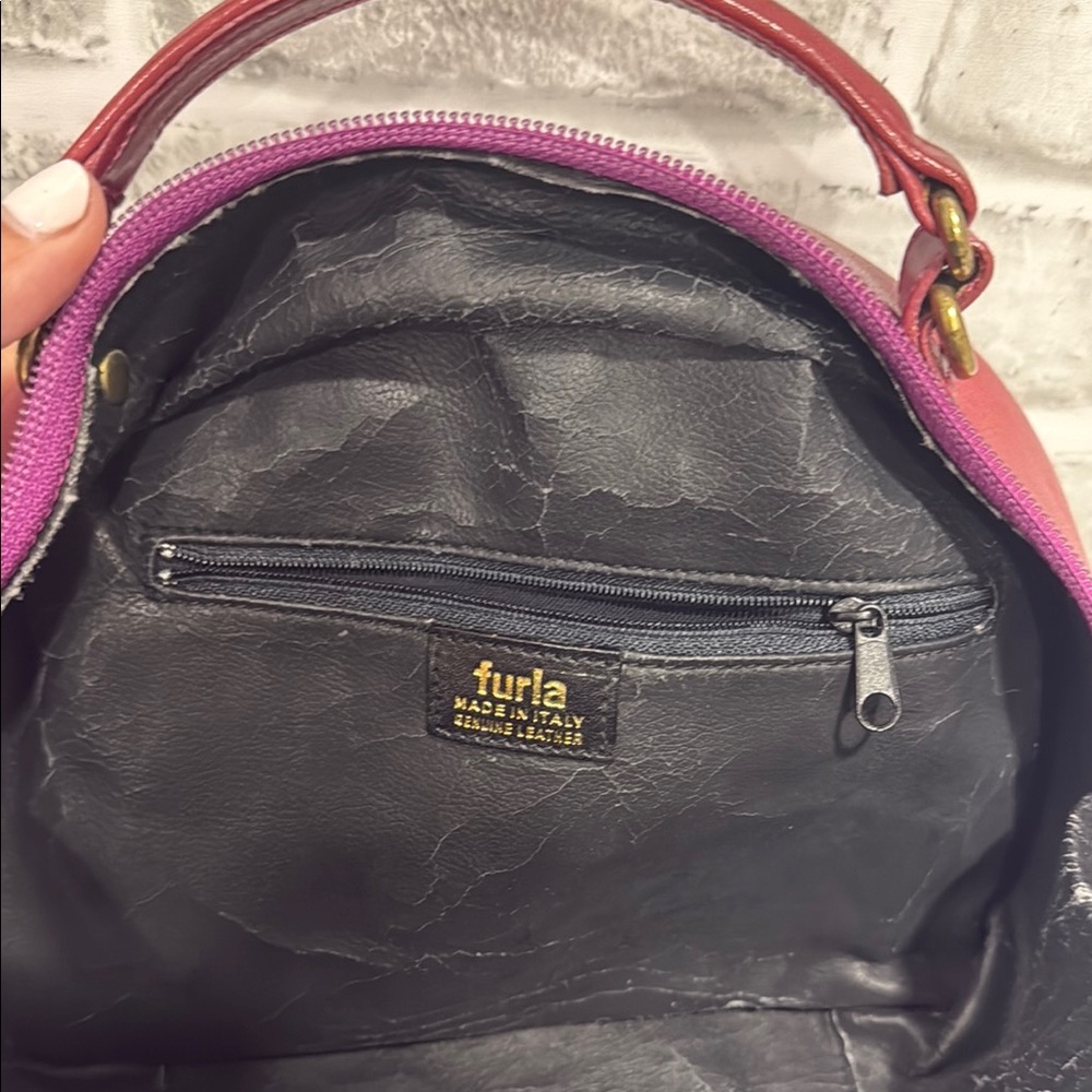 Furla Deep Red Leather Cosmetic Bag - Picture 7 of 8